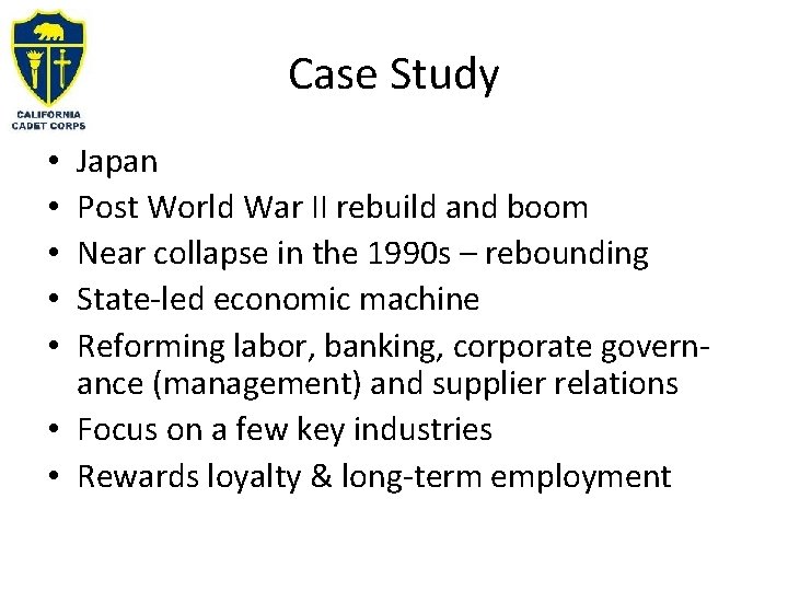 Case Study Japan Post World War II rebuild and boom Near collapse in the