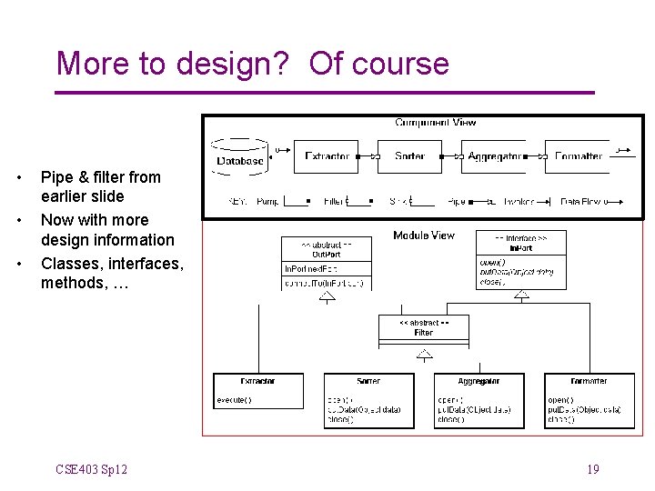 More to design? Of course • • • Pipe & filter from earlier slide