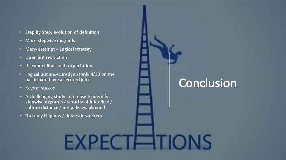  • Step by Step, evolution of definition • More stepwise migrants • Many