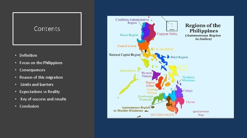 Contents • Definition • Focus on the Philippines • Consequences • Reason of this
