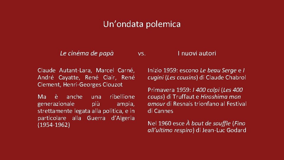 Un’ondata polemica Le cinéma de papà Claude Autant-Lara, Marcel Carné, André Cayatte, René Clair,