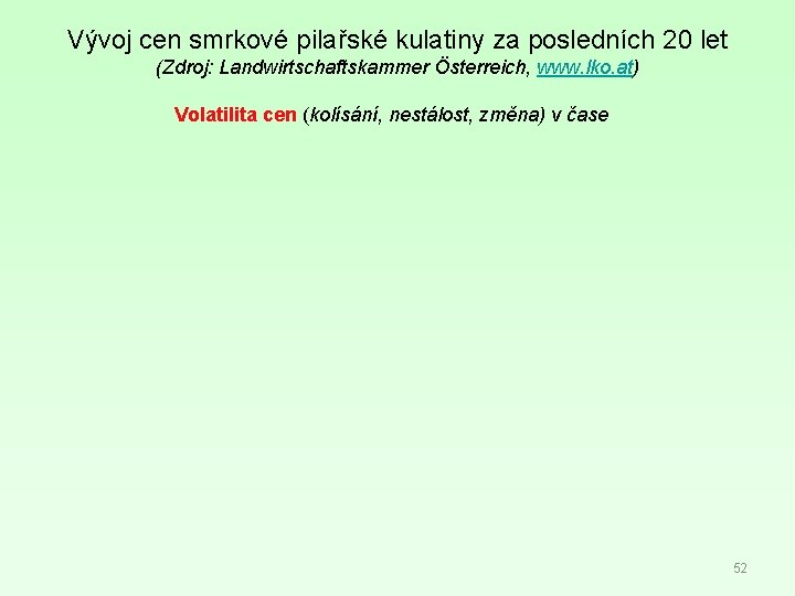 Vývoj cen smrkové pilařské kulatiny za posledních 20 let (Zdroj: Landwirtschaftskammer Österreich, www. lko.