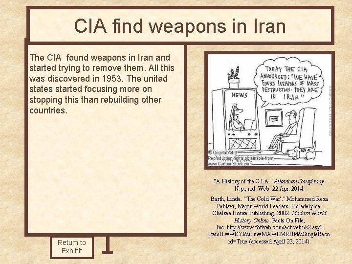 CIA find weapons in Iran The CIA found weapons in Iran and started trying