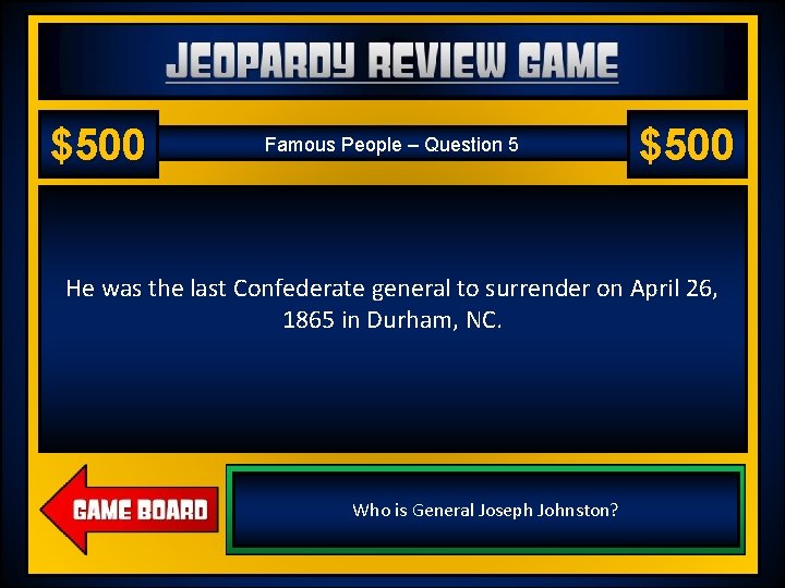 Jeopardy Review Game US History 2 – Chapter 18 – World War I $500