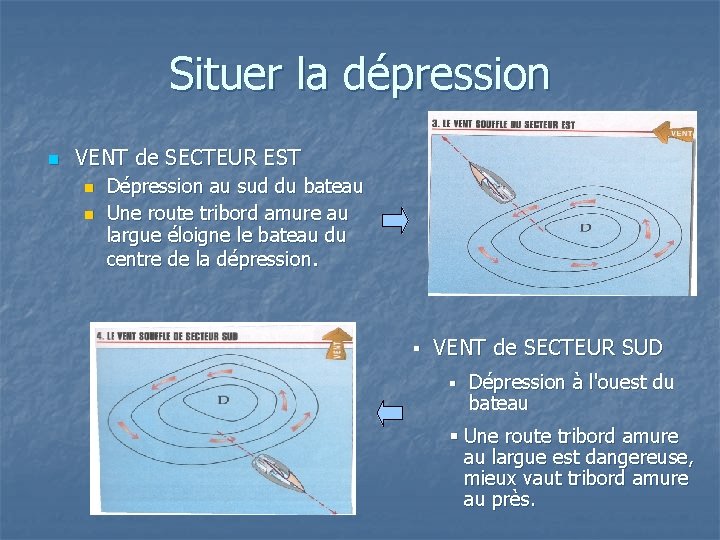 Situer la dépression n VENT de SECTEUR EST n n Dépression au sud du