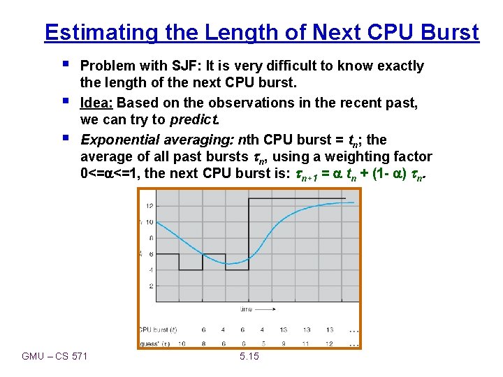 Estimating the Length of Next CPU Burst § § § Problem with SJF: It
