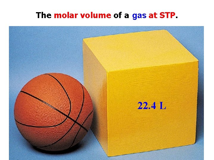 The molar volume of a gas at STP. 22. 4 L 