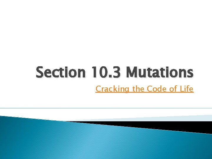 Section 10. 3 Mutations Cracking the Code of Life 
