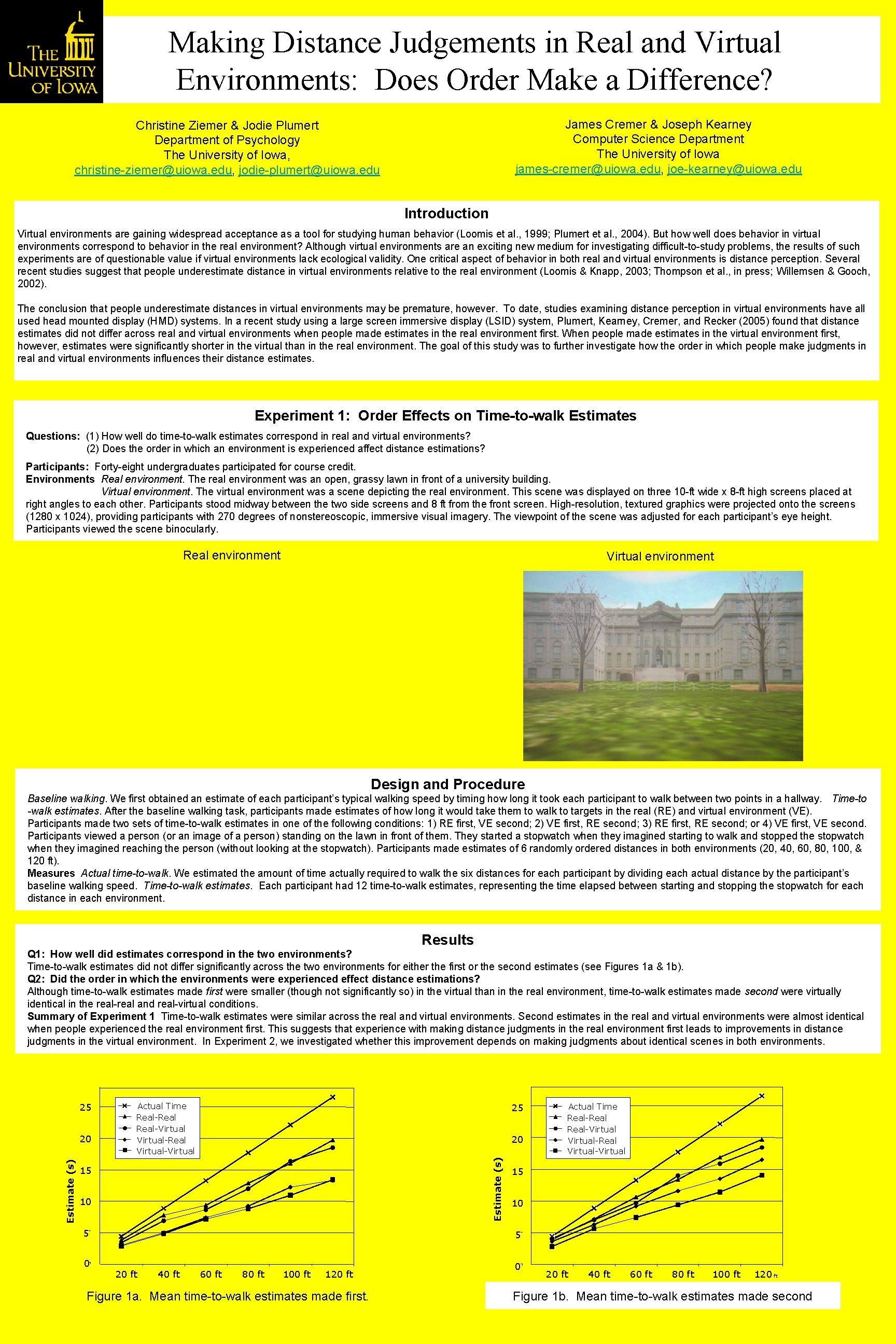 Making Distance Judgements in Real and Virtual Environments