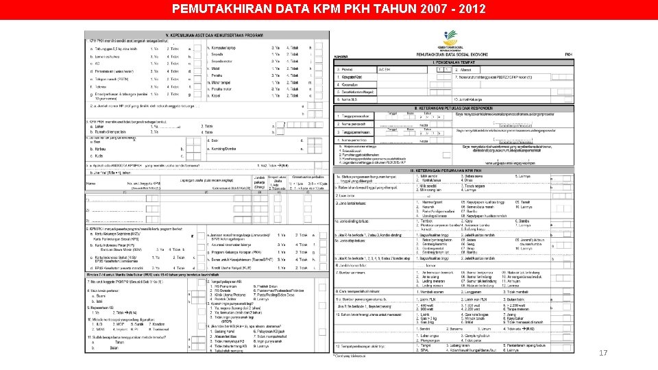 PEMUTAKHIRAN DATA KPM PKH TAHUN 2007 - 2012 17 