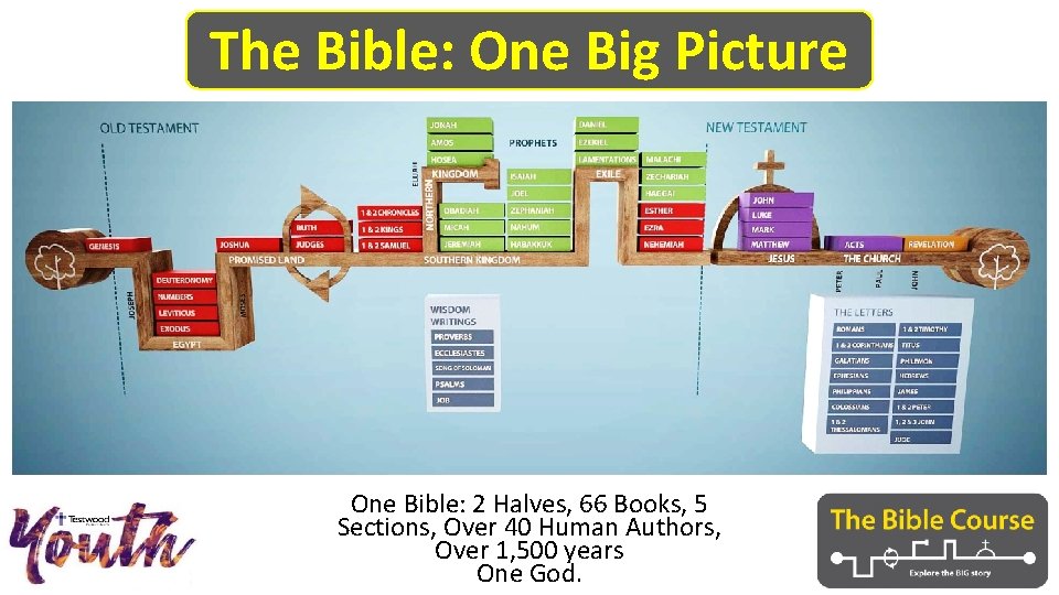 The Bible: One Big Picture One Bible: 2 Halves, 66 Books, 5 Sections, Over