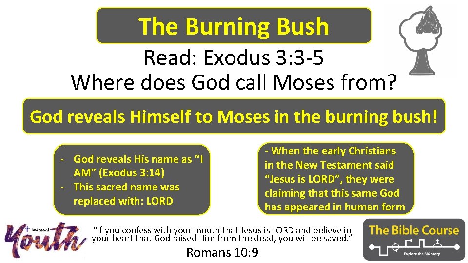 The Burning Bush Read: Exodus 3: 3 -5 Where does God call Moses from?