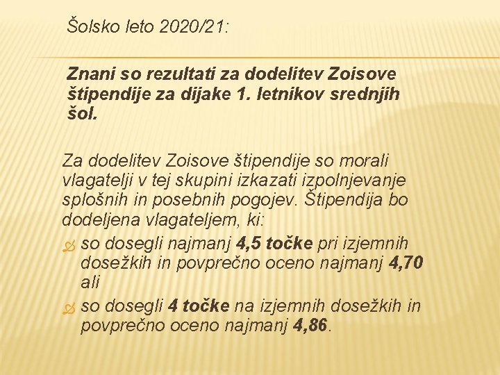 Šolsko leto 2020/21: Znani so rezultati za dodelitev Zoisove štipendije za dijake 1. letnikov