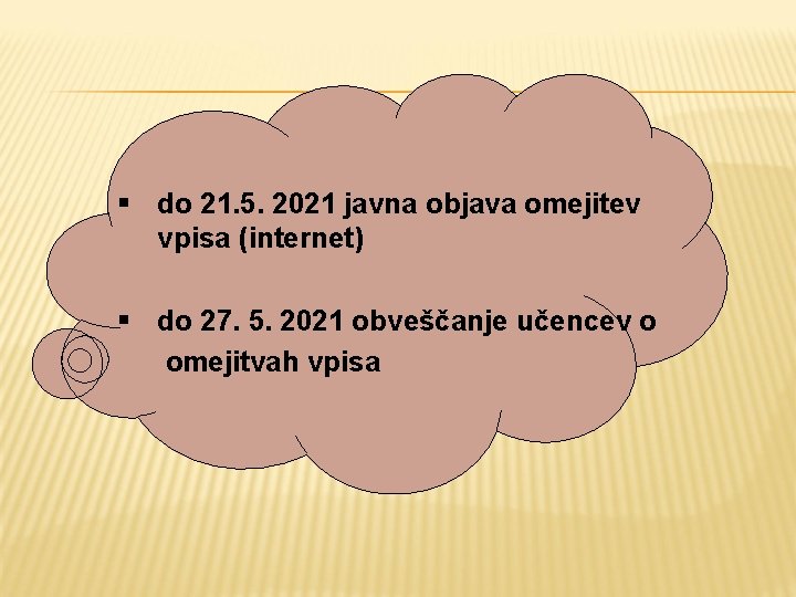 § do 21. 5. 2021 javna objava omejitev vpisa (internet) § do 27. 5.