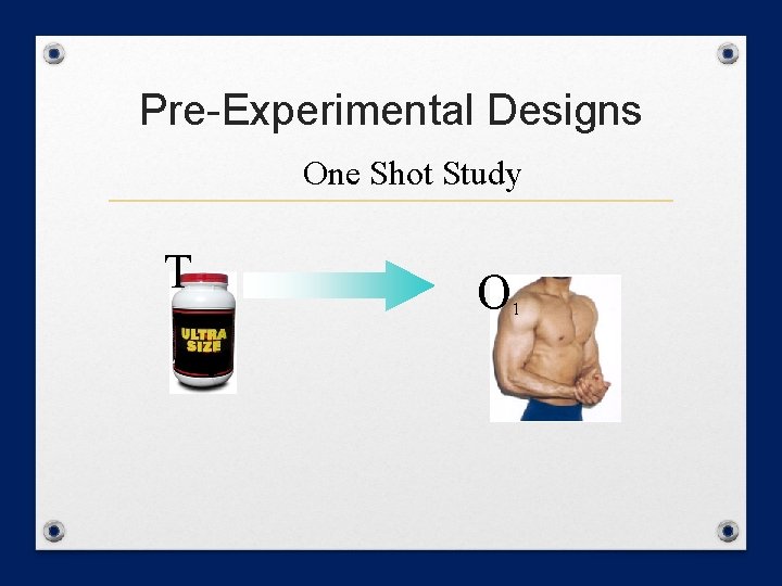 Pre-Experimental Designs One Shot Study T O 1 