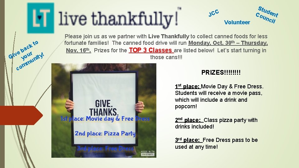 Stu d C Cou ent JC nci l Volunteer o kt c ba r