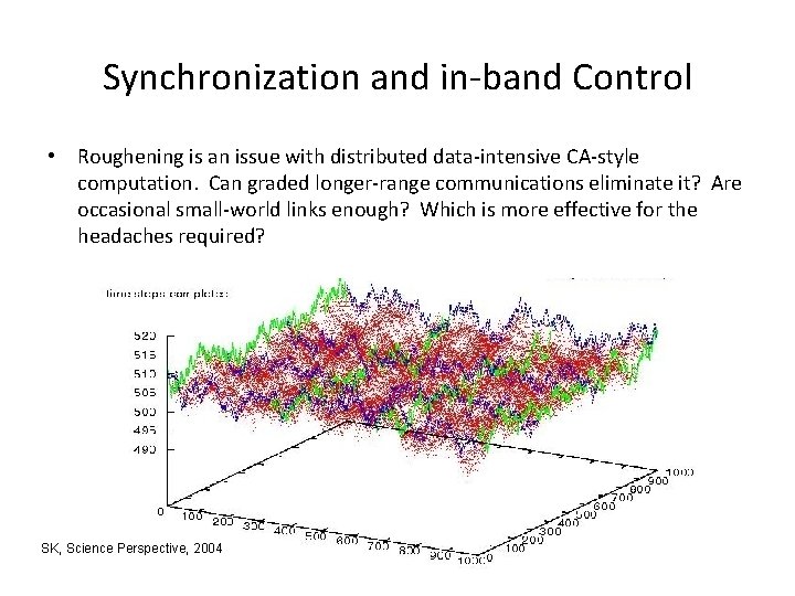 Synchronization and in-band Control • Roughening is an issue with distributed data-intensive CA-style computation.