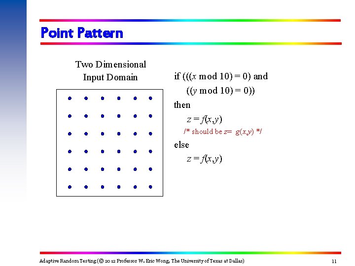 Point Pattern Two Dimensional Input Domain if (((x mod 10) = 0) and ((y Point Pattern Two Dimensional Input Domain if (((x mod 10) = 0) and ((y