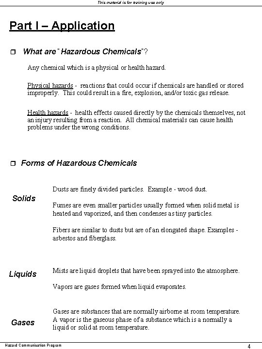 This material is for training use only Part I – Application r What are This material is for training use only Part I – Application r What are