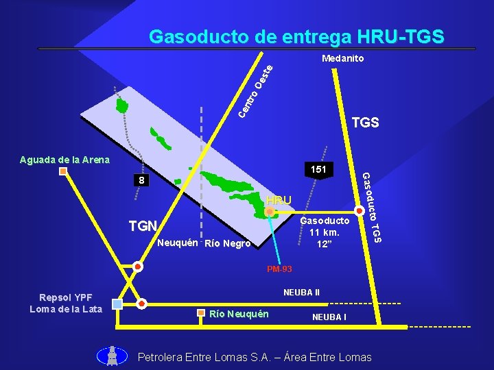 Gasoducto de entrega HRU-TGS Ce ntr o. O es te Medanito TGS Aguada de