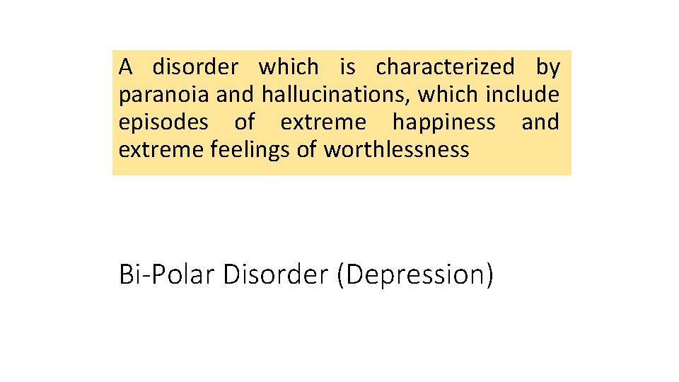 A disorder which is characterized by paranoia and hallucinations, which include episodes of extreme