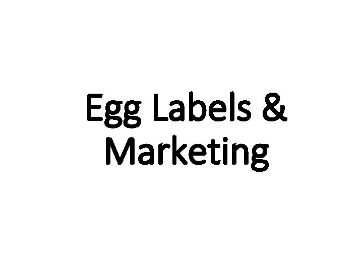 Egg Labels & Marketing 