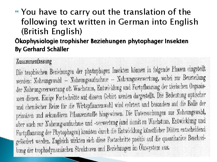  You have to carry out the translation of the following text written in