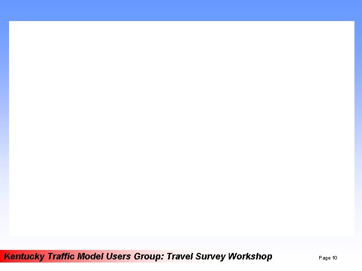 NHTS Kentucky Traffic Model Users Group: Travel Survey Workshop Page 10 