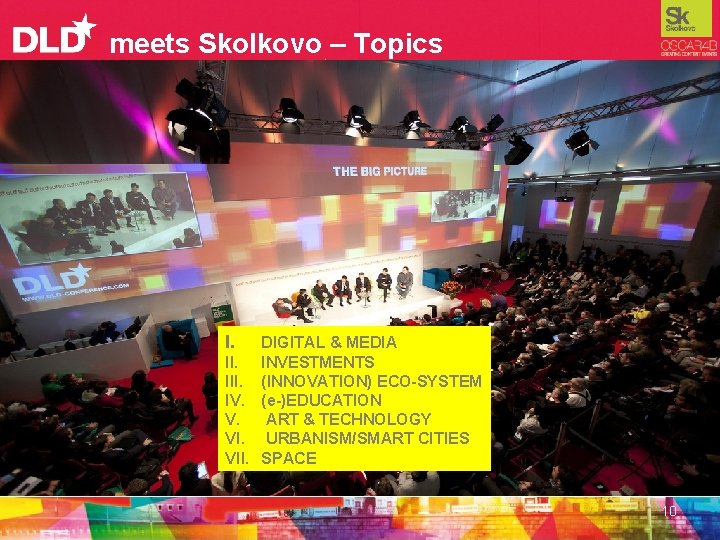 meets Skolkovo – Topics I. DIGITAL & MEDIA II. INVESTMENTS III. (INNOVATION) ECO-SYSTEM IV.