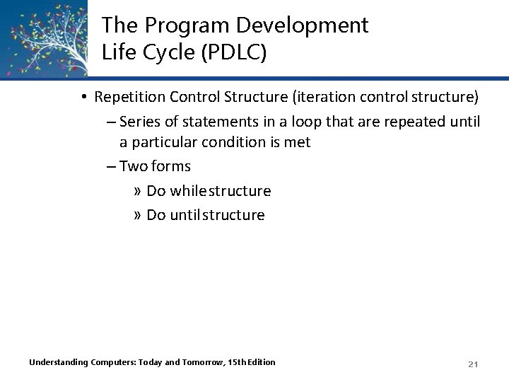 The Program Development Life Cycle (PDLC) • Repetition Control Structure (iteration control structure) – The Program Development Life Cycle (PDLC) • Repetition Control Structure (iteration control structure) –