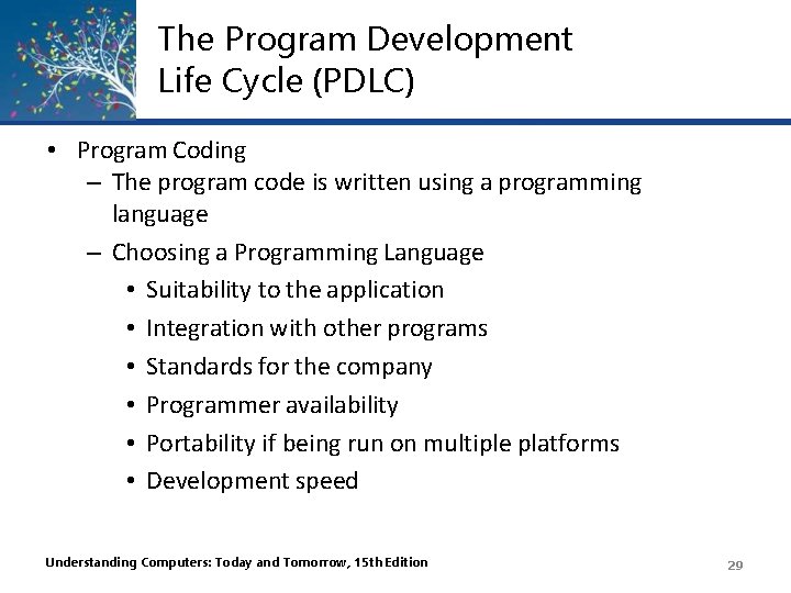 The Program Development Life Cycle (PDLC) • Program Coding – The program code is The Program Development Life Cycle (PDLC) • Program Coding – The program code is