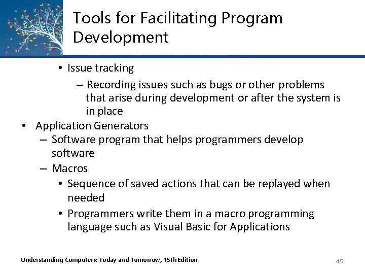 Tools for Facilitating Program Development • Issue tracking – Recording issues such as bugs Tools for Facilitating Program Development • Issue tracking – Recording issues such as bugs