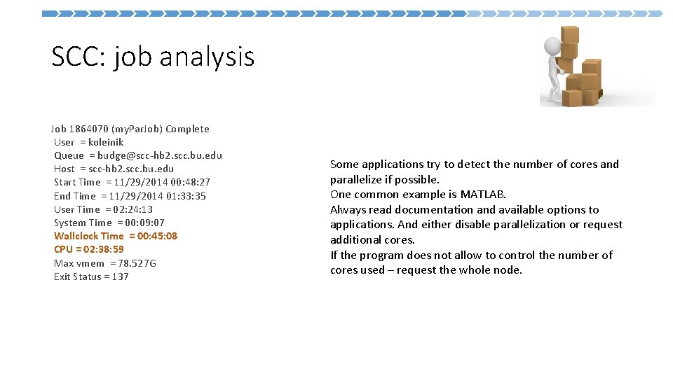 SCC: job analysis Job 1864070 (my. Par. Job) Complete User = koleinik Queue =