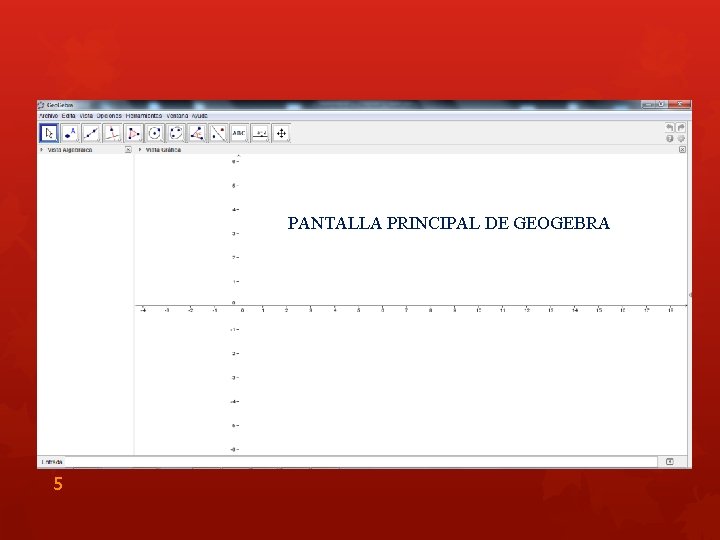 PANTALLA PRINCIPAL DE GEOGEBRA 5 