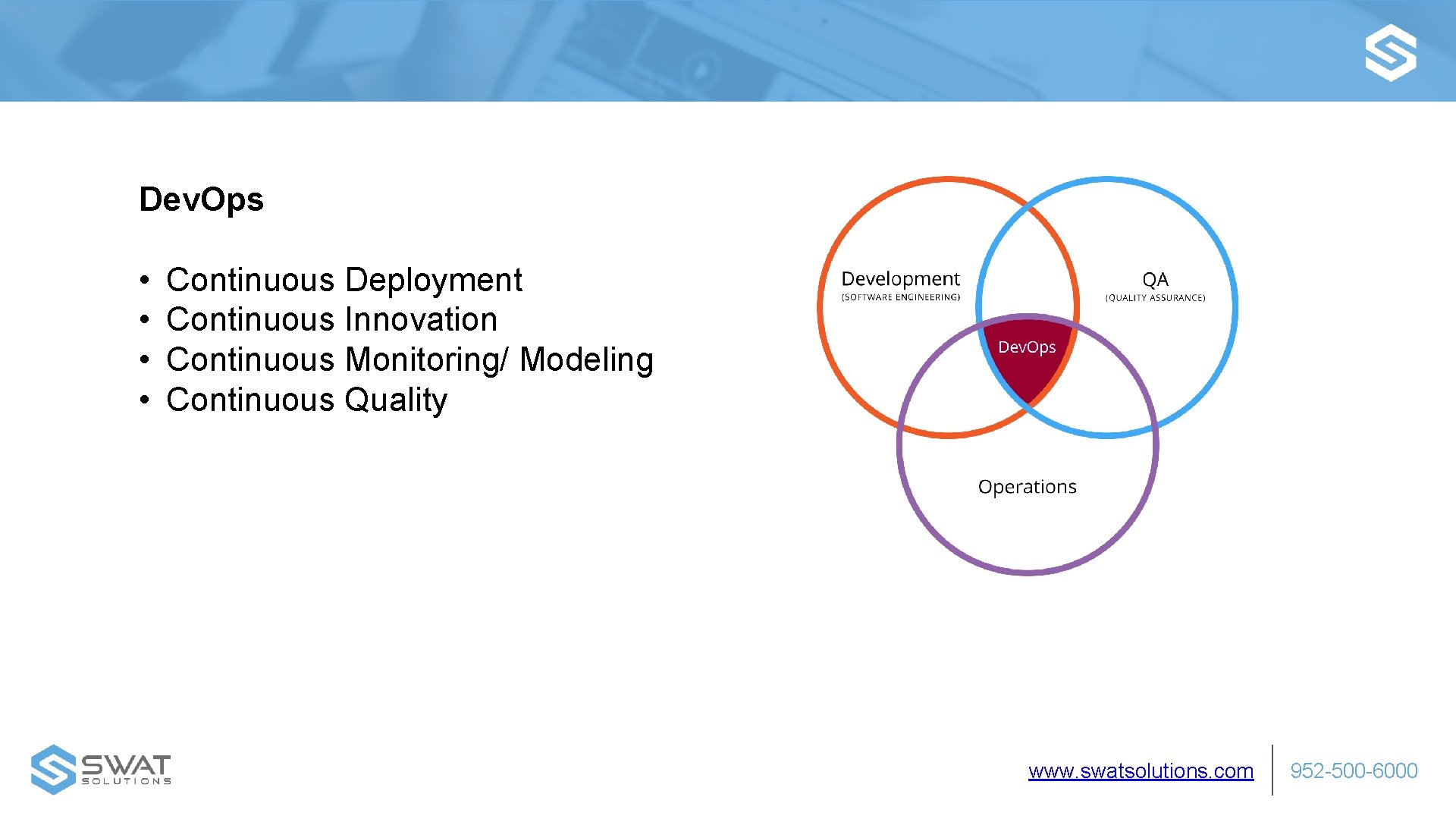 Dev. Ops • • Continuous Deployment Continuous Innovation Continuous Monitoring/ Modeling Continuous Quality www.