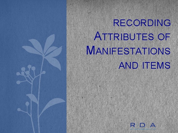 RECORDING ATTRIBUTES OF MANIFESTATIONS AND ITEMS 