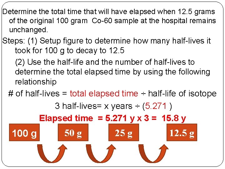 Determine the total time that will have elapsed when 12. 5 grams of the