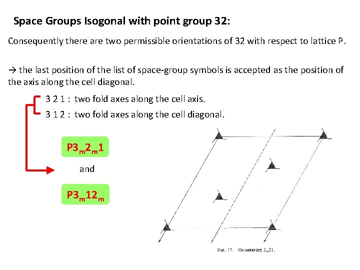 Space Groups Isogonal with point group 32: Consequently there are two permissible orientations of