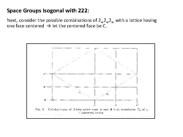 Space Groups Isogonal with 222: Next, consider the possible combinations of 2 m 2