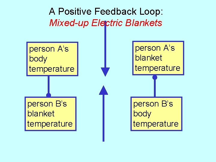 A Positive Feedback Loop: Mixed-up Electric Blankets person A’s body temperature person A’s blanket