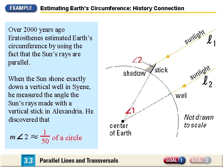 Estimating Earth’s Circumference: History Connection Over 2000 years ago Eratosthenes estimated Earth’s circumference by