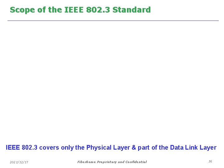 Scope of the IEEE 802. 3 Standard IEEE 802. 3 covers only the Physical