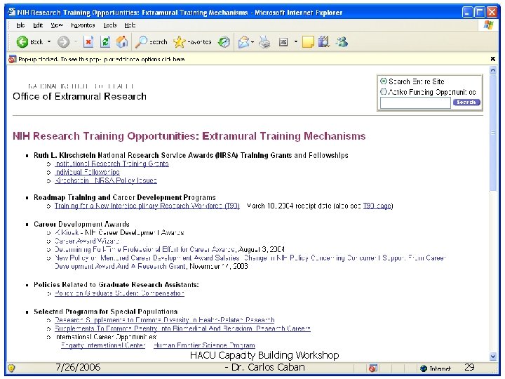 7/26/2006 HACU Capacity Building Workshop - Dr. Carlos Caban 29 