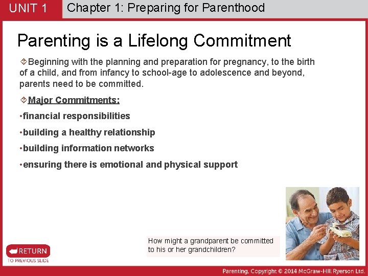 UNIT 1 Chapter 1: Preparing for Parenthood Parenting is a Lifelong Commitment Beginning with