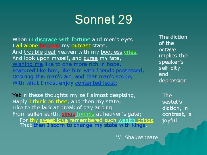 Sonnet 29 When in disgrace with fortune and men's eyes I all alone beweep