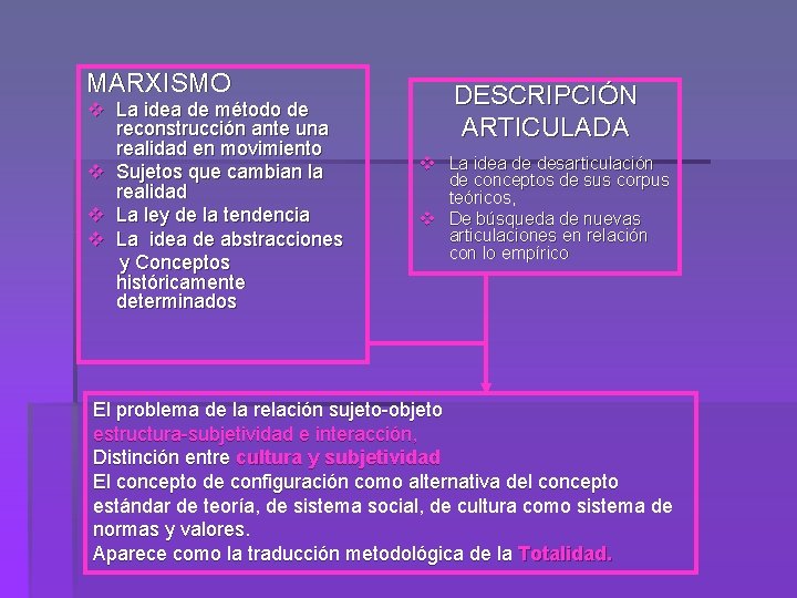 MARXISMO v La idea de método de reconstrucción ante una realidad en movimiento v