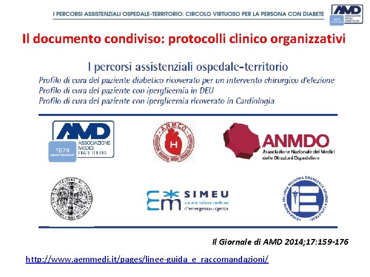 Il documento condiviso: protocolli clinico organizzativi Il Giornale di AMD 2014; 17: 159 -176