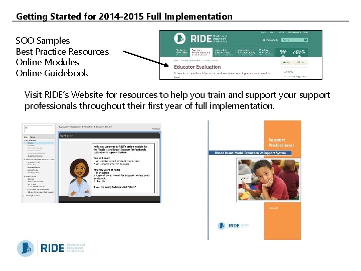 Getting Started for 2014 -2015 Full Implementation SOO Samples Best Practice Resources Online Modules