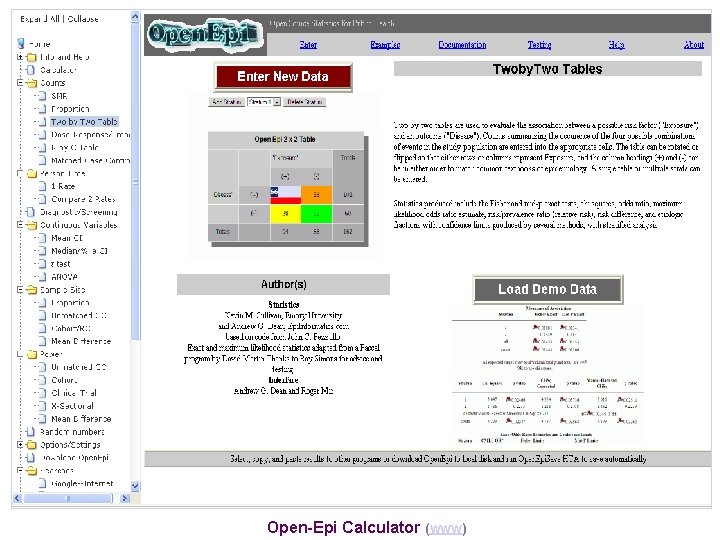 Open-Epi Calculator (www) 