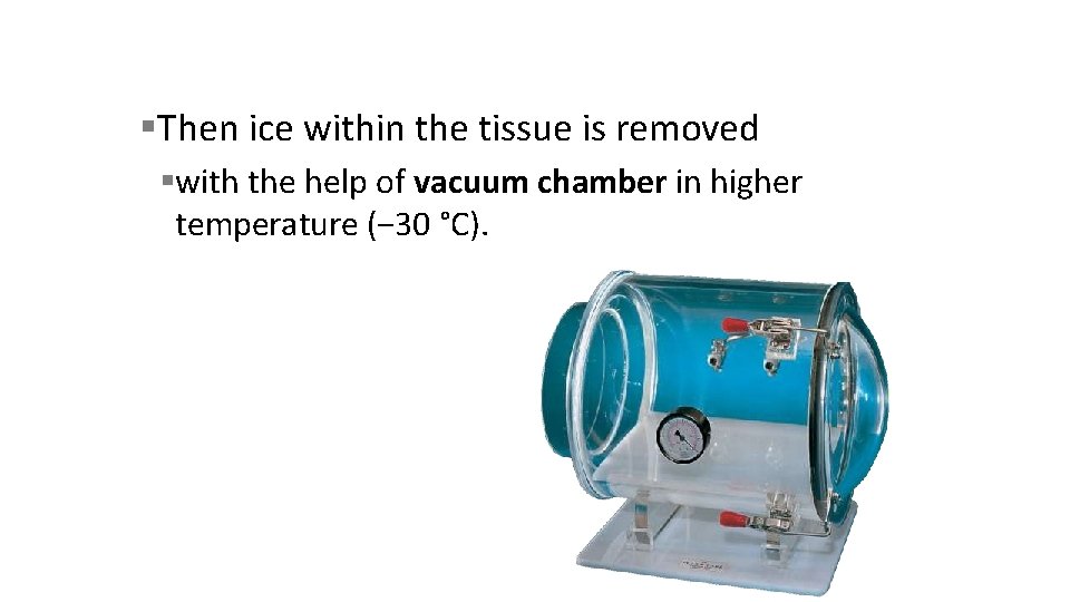  Then ice within the tissue is removed with the help of vacuum chamber